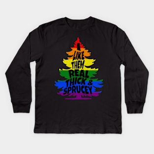 Funny Rainbow LGBTQ Gay Christmas Tree Kids Long Sleeve T-Shirt